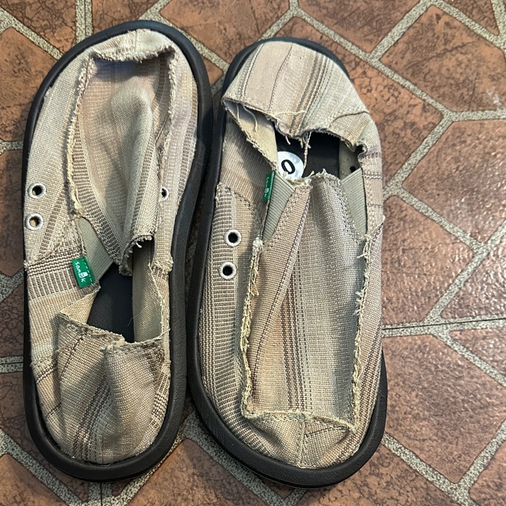 Sanuk Frayed Tan Slip-On Shoes